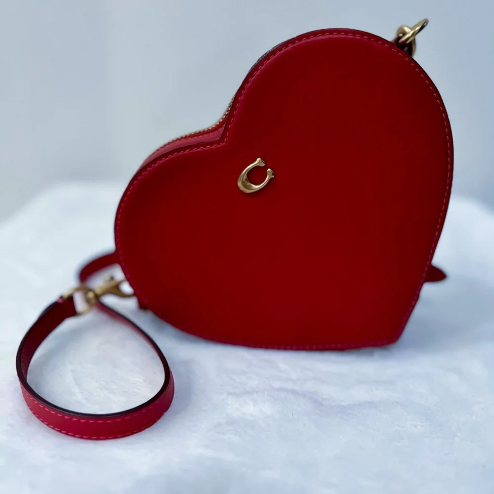 NEVER USED- Coach Brass/Cherry Leather Crossbody - Picture 2 of 5